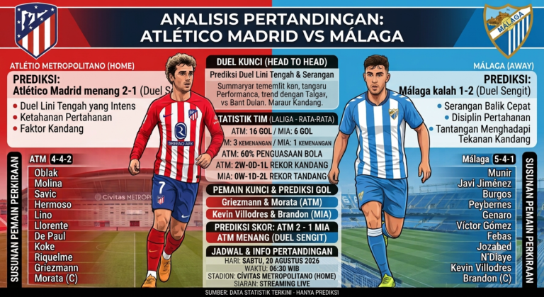 Prediksi Atlético Madrid vs Málaga: Duel Sengit, Statistik, Formasi, dan Pemain Kunci