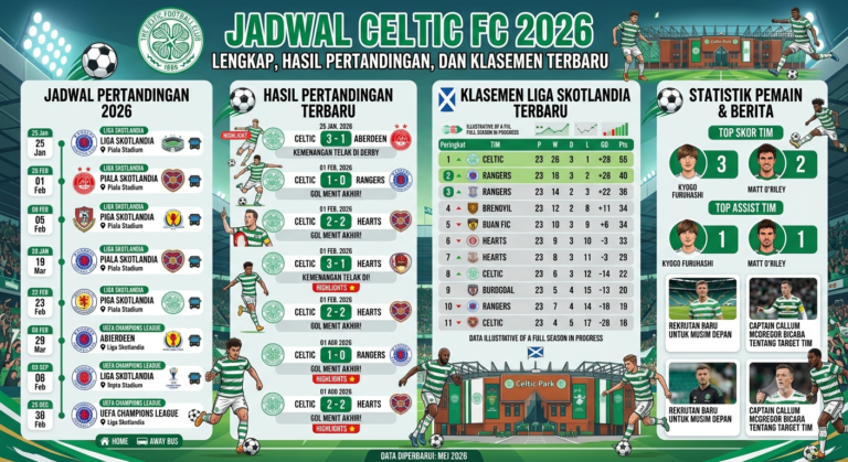 Jadwal Celtic FC 2026 Lengkap, Hasil Pertandingan, dan Klasemen Terbaru