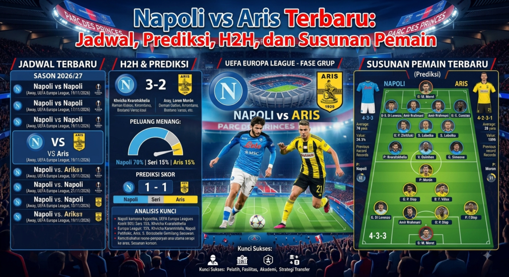 Napoli vs Aris Terbaru: Jadwal, Prediksi, H2H, dan Susunan Pemain