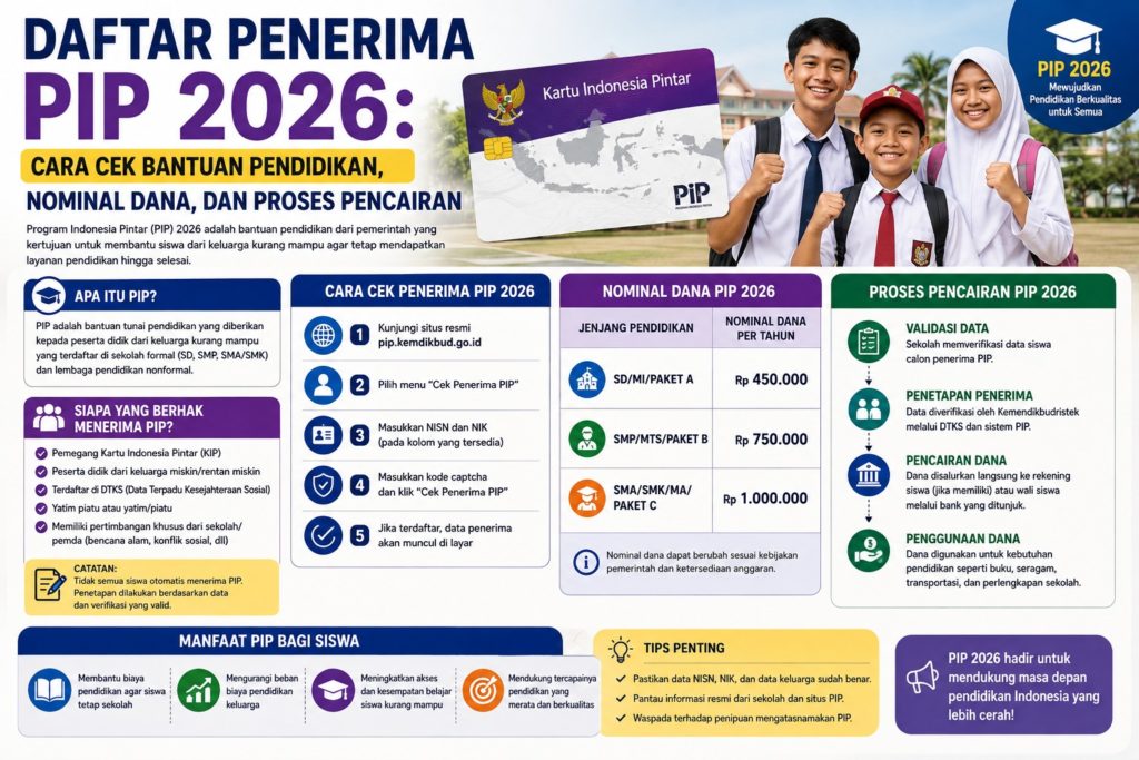 Daftar Penerima PIP 2026: Cara Cek Bantuan Pendidikan, Nominal Dana, dan Proses Pencairan