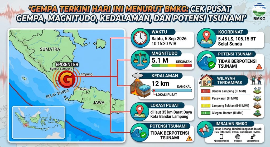Gempa Terkini Hari Ini Menurut BMKG: Cek Pusat Gempa, Magnitudo, Kedalaman, dan Potensi Tsunami