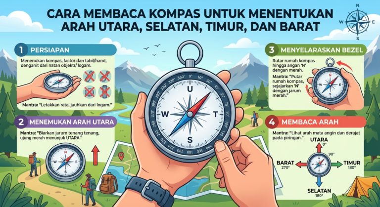 Cara Membaca Kompas untuk Menentukan Arah Utara, Selatan, Timur, dan Barat