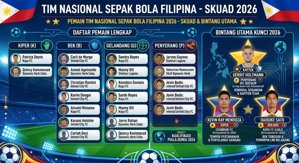 Pemain Tim Nasional Sepak Bola Filipina 2026: Daftar Skuad, Klub, Posisi, dan Bintang Utama