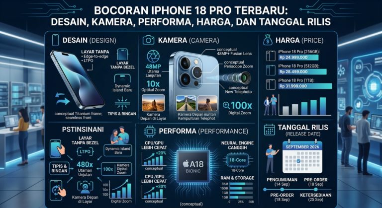 Bocoran iPhone 18 Pro Terbaru: Desain, Kamera, Performa, Harga, dan Tanggal Rilis