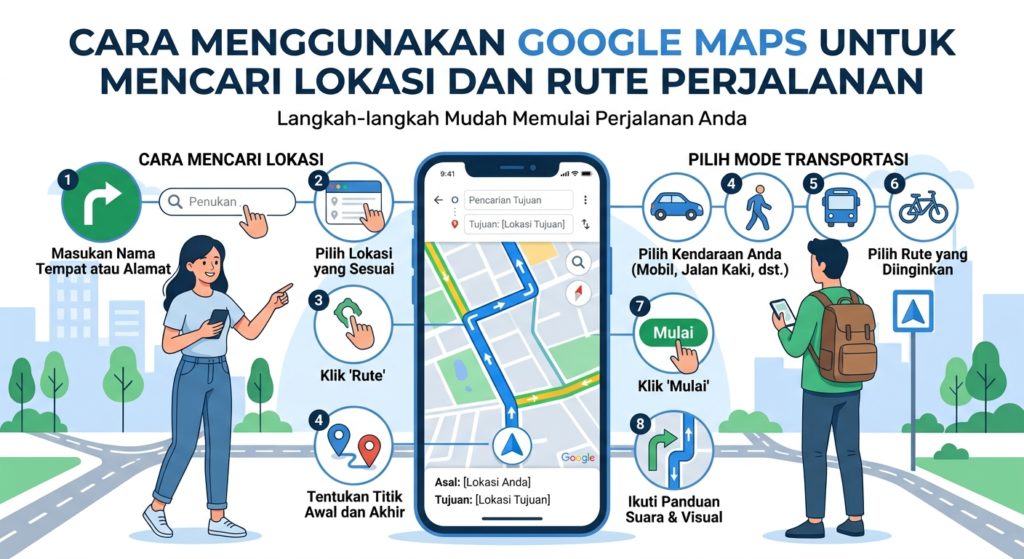 Cara Menggunakan Google Maps untuk Mencari Lokasi dan Rute Perjalanan