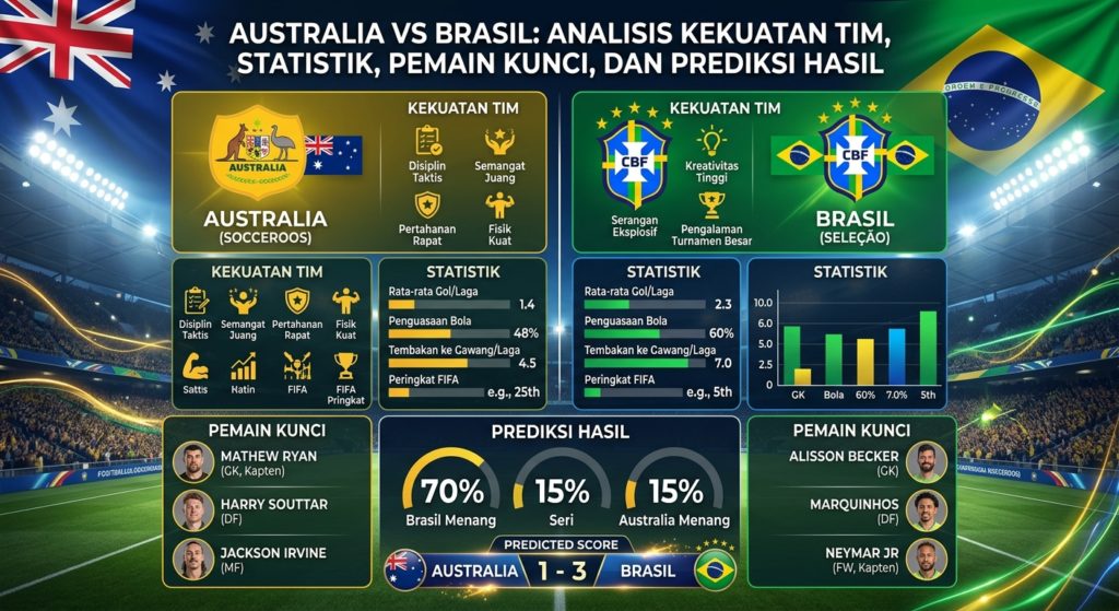 Australia vs Brasil: Analisis Kekuatan Tim, Statistik, Pemain Kunci, dan Prediksi Hasil
