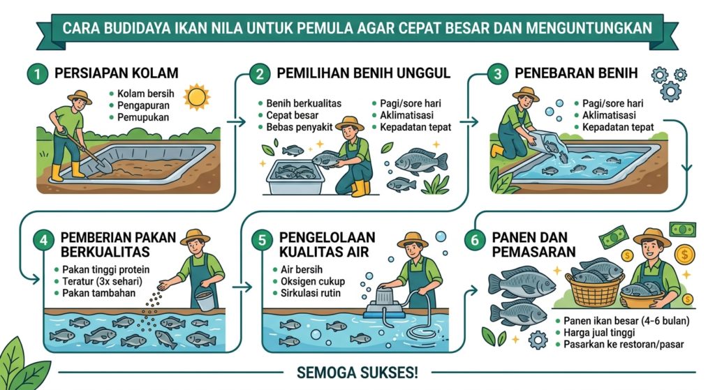 Cara Budidaya Ikan Nila untuk Pemula agar Cepat Besar dan Menguntungkan