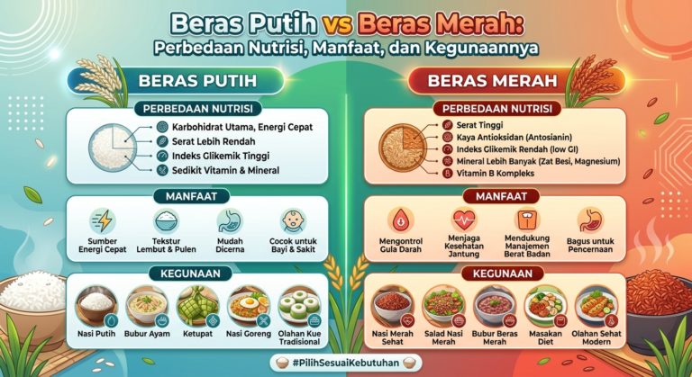 Beras Putih vs Beras Merah: Perbedaan Nutrisi, Manfaat, dan Kegunaannya