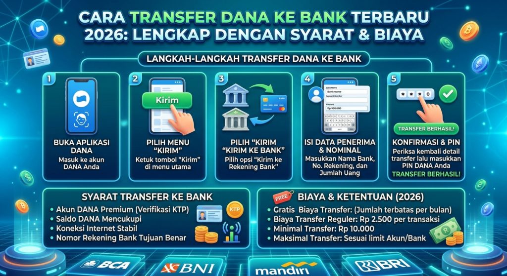 Cara Transfer DANA ke Bank Terbaru 2026, Lengkap dengan Syarat dan Biayanya
