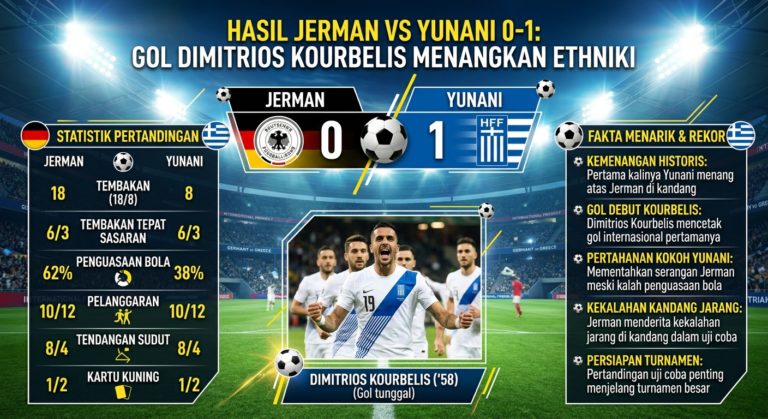 Hasil Jerman vs Yunani 0-1: Gol Dimitrios Kourbelis, Statistik Pertandingan, dan Fakta Menarik