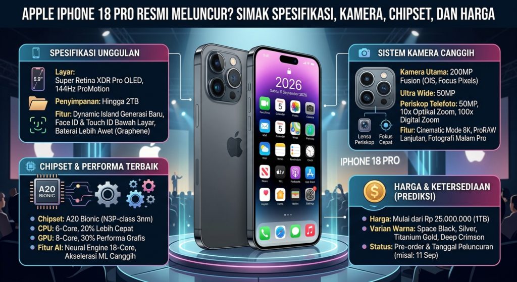 Apple iPhone 18 Pro Resmi Meluncur? Simak Spesifikasi, Kamera, Chipset, dan Harga