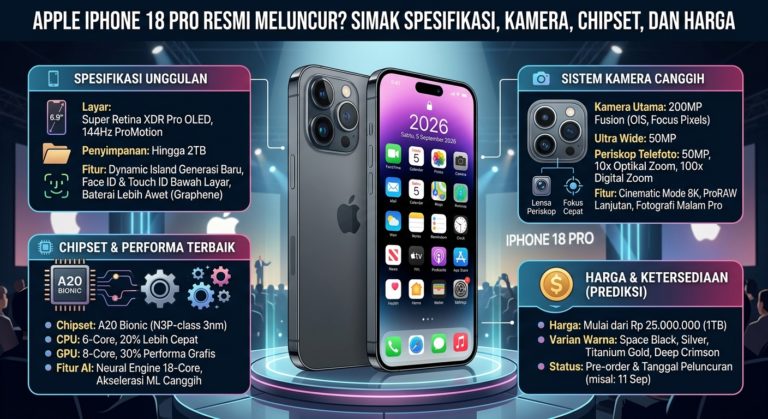 Apple iPhone 18 Pro Resmi Meluncur? Simak Spesifikasi, Kamera, Chipset, dan Harga