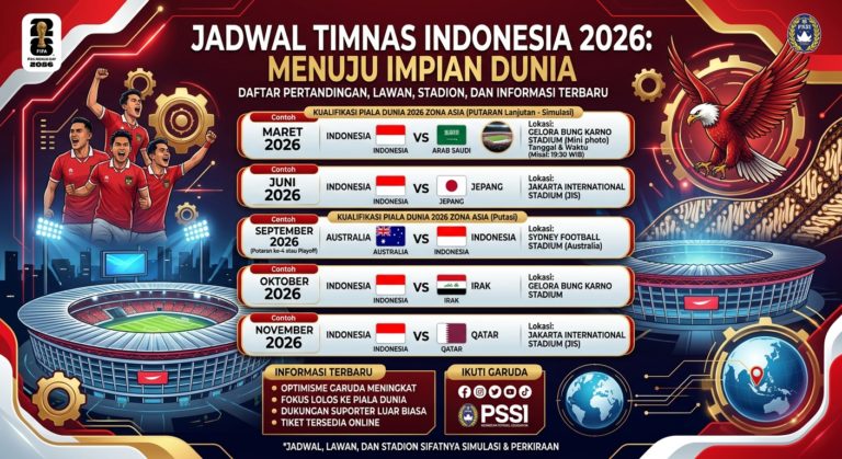 Jadwal Timnas Indonesia 2026: Daftar Pertandingan, Lawan, Stadion, dan Informasi Terbaru