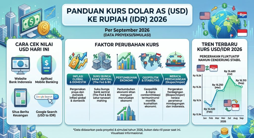 Kurs Dolar Amerika Serikat ke Rupiah 2026: Cara Cek Nilai USD, Faktor Perubahan, dan Tren Terbaru