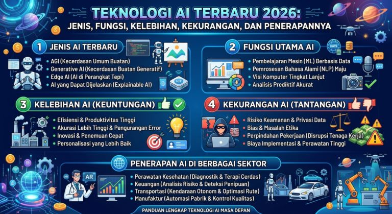 Teknologi AI Terbaru 2026: Jenis, Fungsi, Kelebihan, Kekurangan, dan Penerapannya