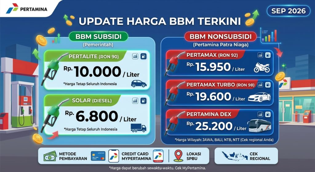 Harga BBM Pertamina Terbaru September 2026: Cek Harga Pertalite, Pertamax, dan Solar