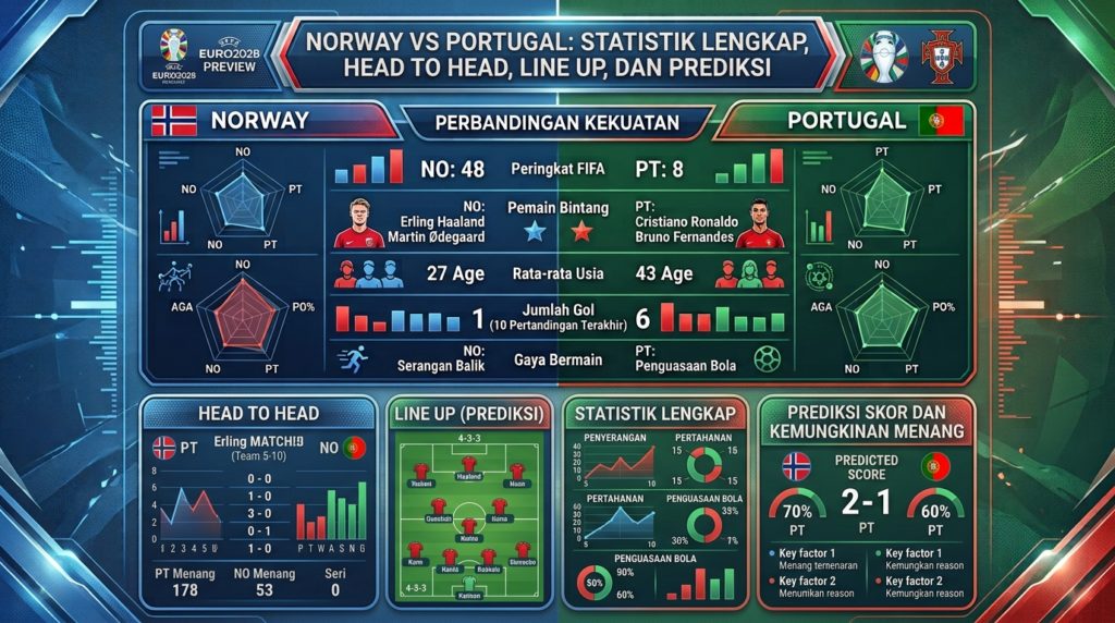 Norway vs Portugal: Statistik Lengkap, Head to Head, Line Up, dan Prediksi