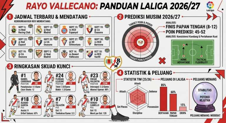 Jadwal dan Prediksi Rayo Vallecano Terbaru: Skuad, Statistik, serta Peluang di La Liga