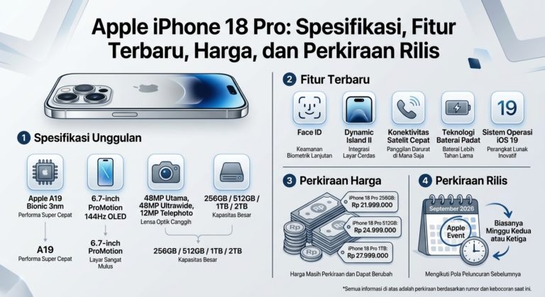 Apple iPhone 18 Pro: Spesifikasi, Fitur Terbaru, Harga, dan Perkiraan Rilis