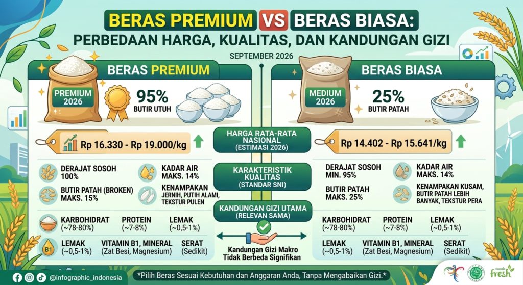 Beras Premium vs Beras Biasa: Perbedaan Harga, Kualitas, dan Kandungan Gizi