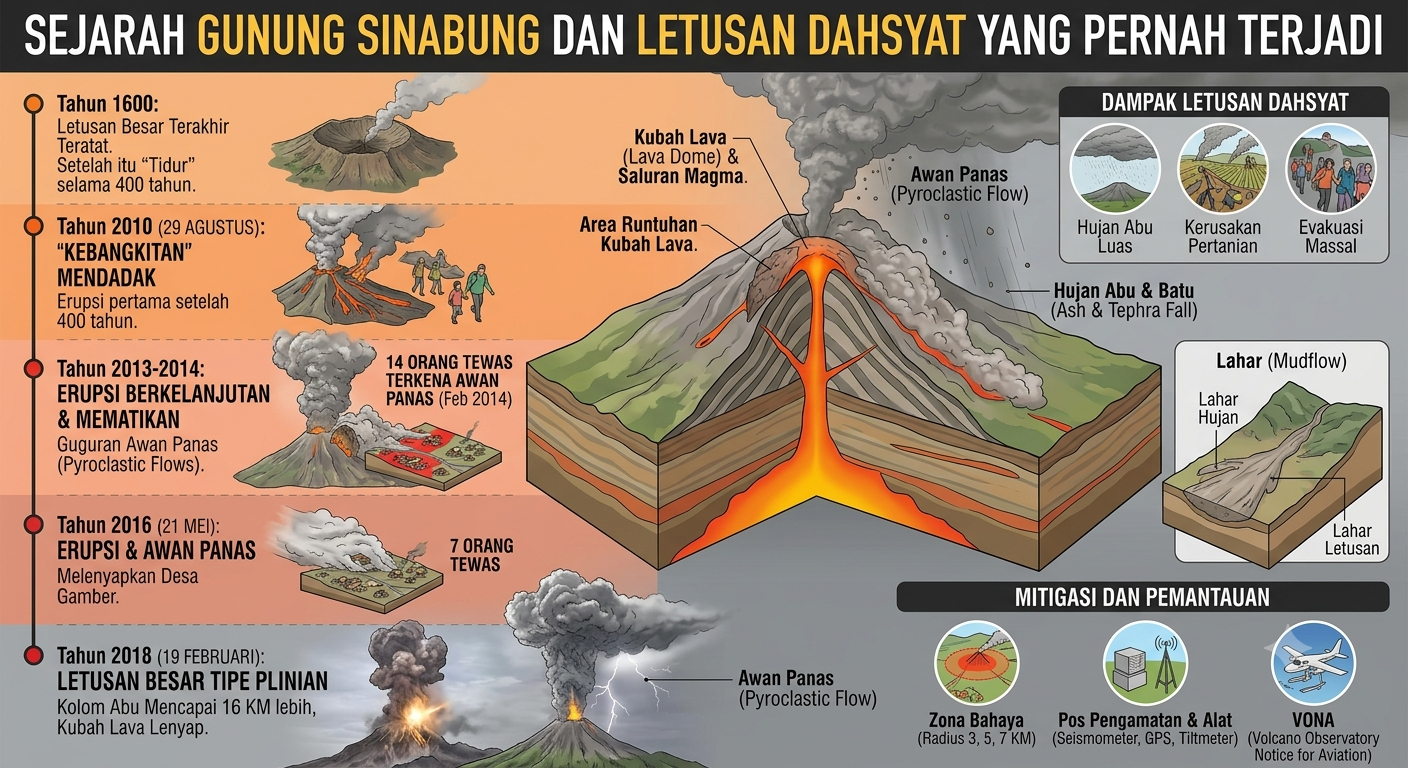 Sejarah Gunung Sinabung dan Letusan Dahsyat yang Pernah Terjadi