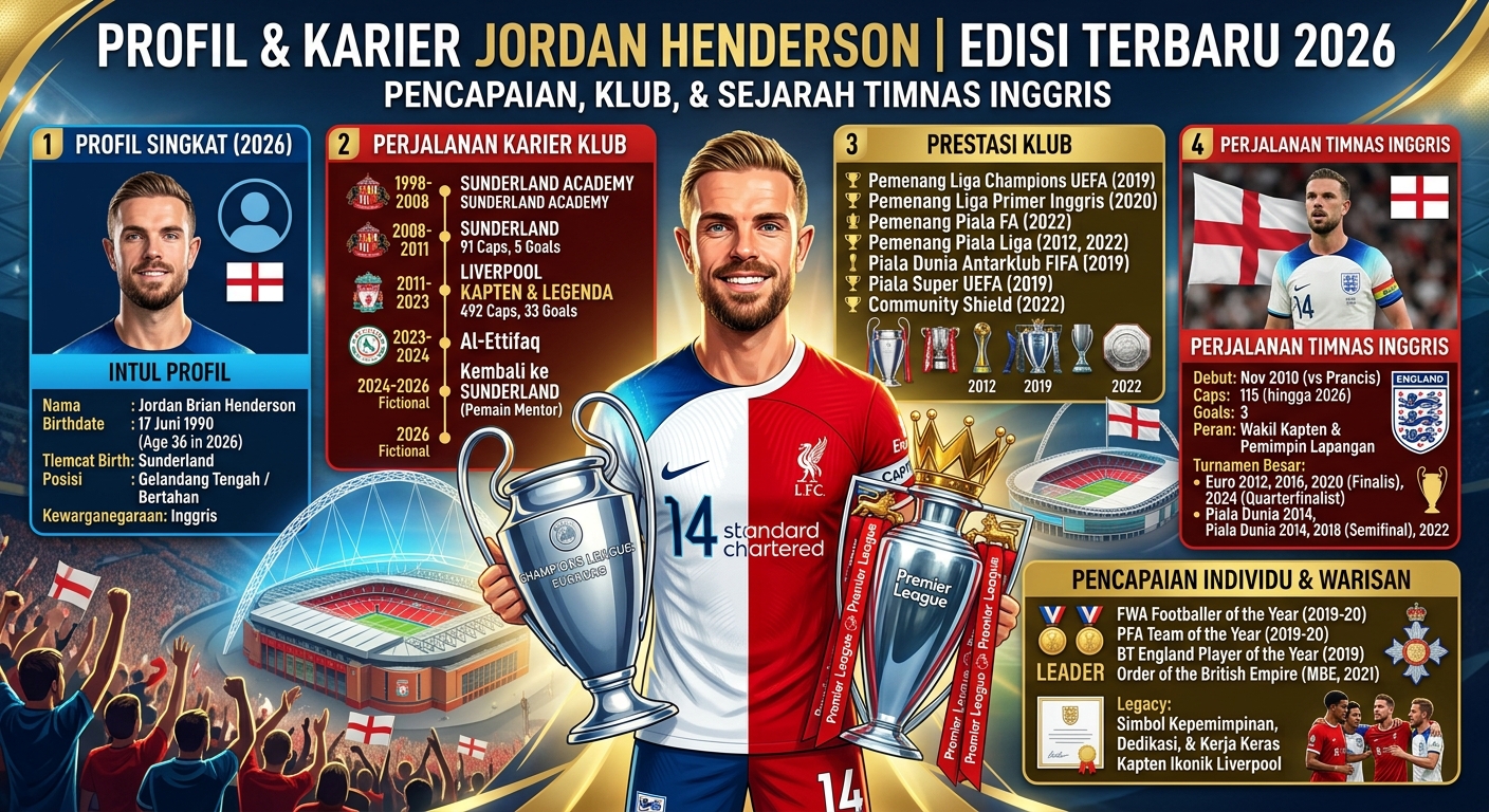 Jordan Henderson Terbaru 2026: Profil, Karier, Klub, Prestasi, dan Perjalanan di Timnas Inggris