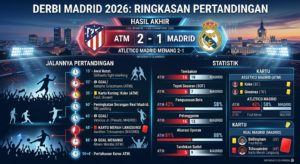 Hasil ATM vs Madrid 2026: Atletico Madrid Menang 2-1, Statistik, Kartu, dan Jalannya Pertandingan