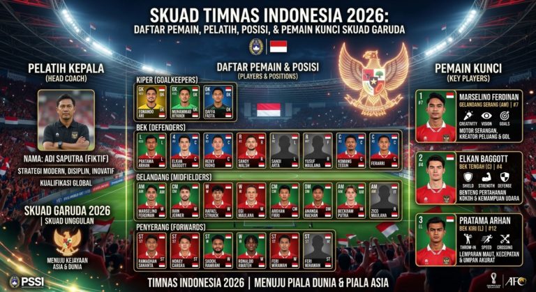 Skuad Timnas Indonesia 2026: Daftar Pemain, Pelatih, Posisi, dan Pemain Kunci Skuad Garuda