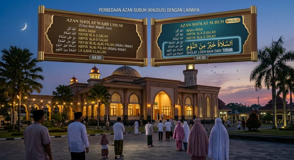 Perbedaan Azan Subuh dengan Azan Sholat Wajib Lainnya