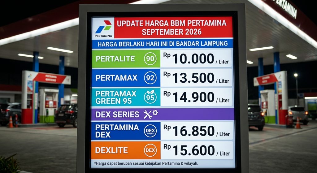 Update Harga BBM Pertamina September 2026: Simak Harga Pertalite, Pertamax, dan Dex Series