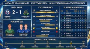 Arema FC vs Adhyaksa 2026: Hasil Pertandingan, Statistik, Klasemen, Pencetak Gol, dan Jalannya Laga