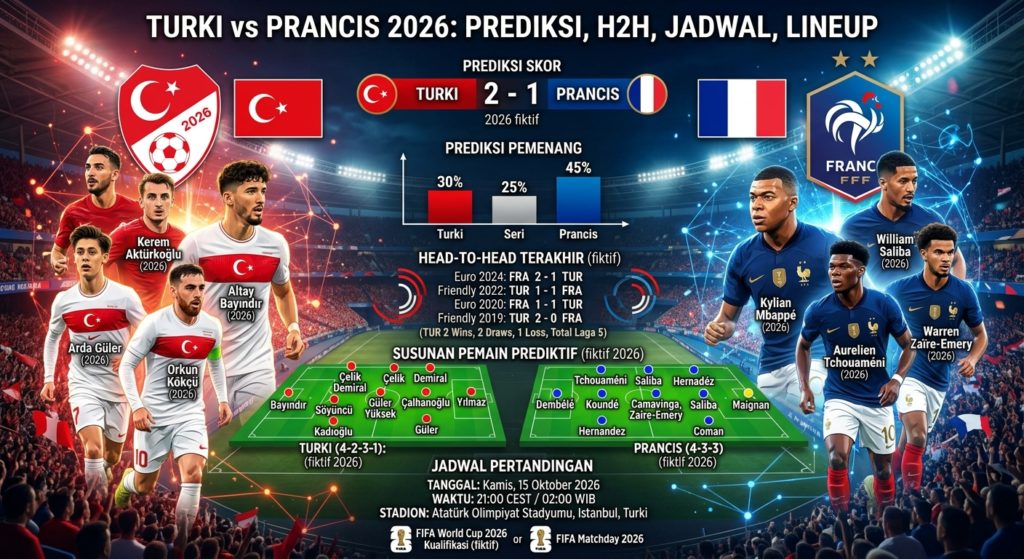 Turki vs Prancis 2026: Prediksi Skor, Head to Head, Jadwal, dan Susunan Pemain