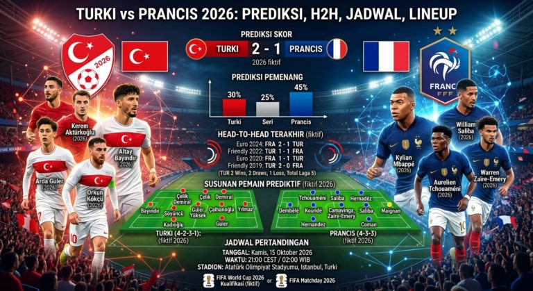 Turki vs Prancis 2026: Prediksi Skor, Head to Head, Jadwal, dan Susunan Pemain