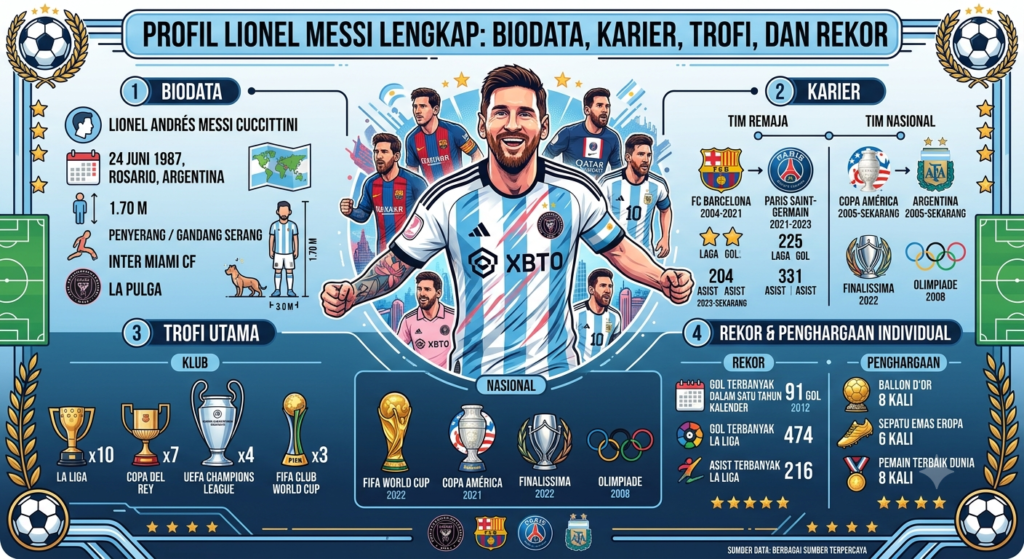 Profil Lionel Messi Lengkap: Biodata, Karier, Trofi, dan Rekor