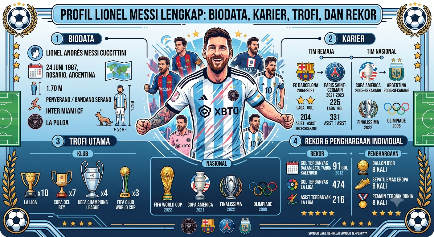 Profil Lionel Messi Lengkap: Biodata, Karier, Trofi, dan Rekor