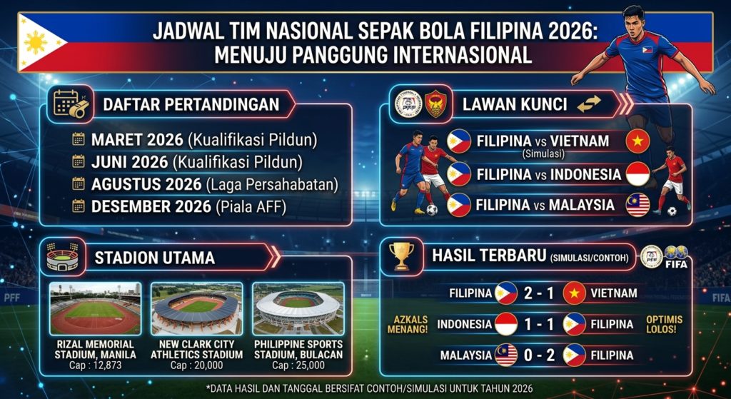 Jadwal Tim Nasional Sepak Bola Filipina 2026: Daftar Pertandingan, Lawan, Stadion, dan Hasil
