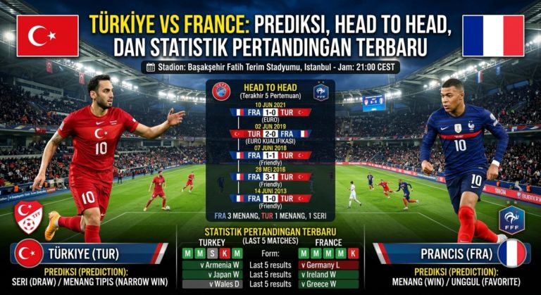 Türkiye vs France: Prediksi, Head to Head, dan Statistik Pertandingan Terbaru