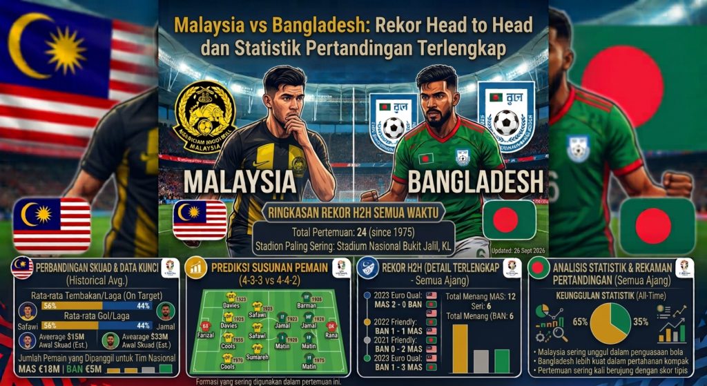Malaysia vs Bangladesh: Rekor Head to Head dan Statistik Pertandingan Terlengkap