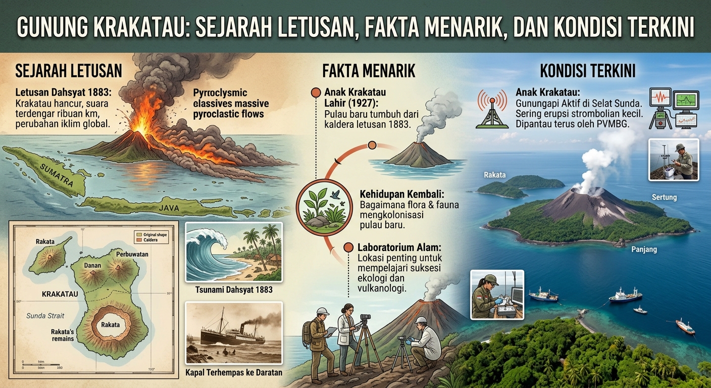 Gunung Krakatau: Sejarah Letusan, Fakta Menarik, dan Kondisi Terkini