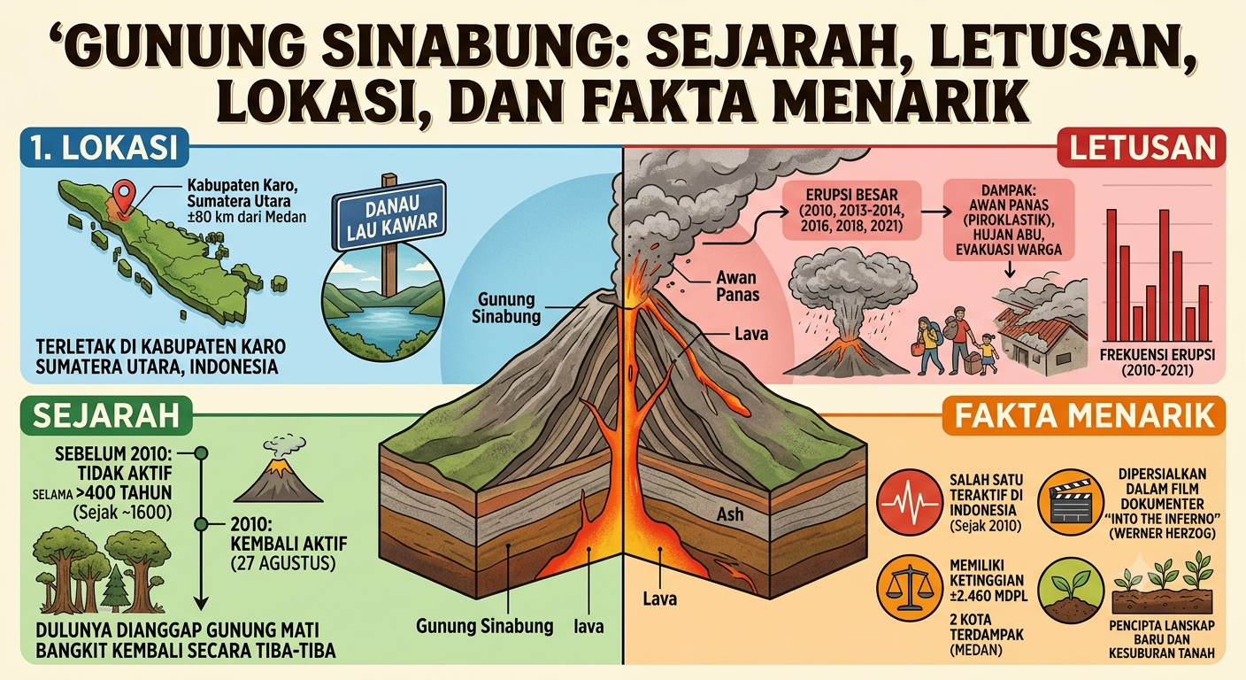 Gunung Sinabung: Sejarah, Letusan, Lokasi, dan Fakta Menarik