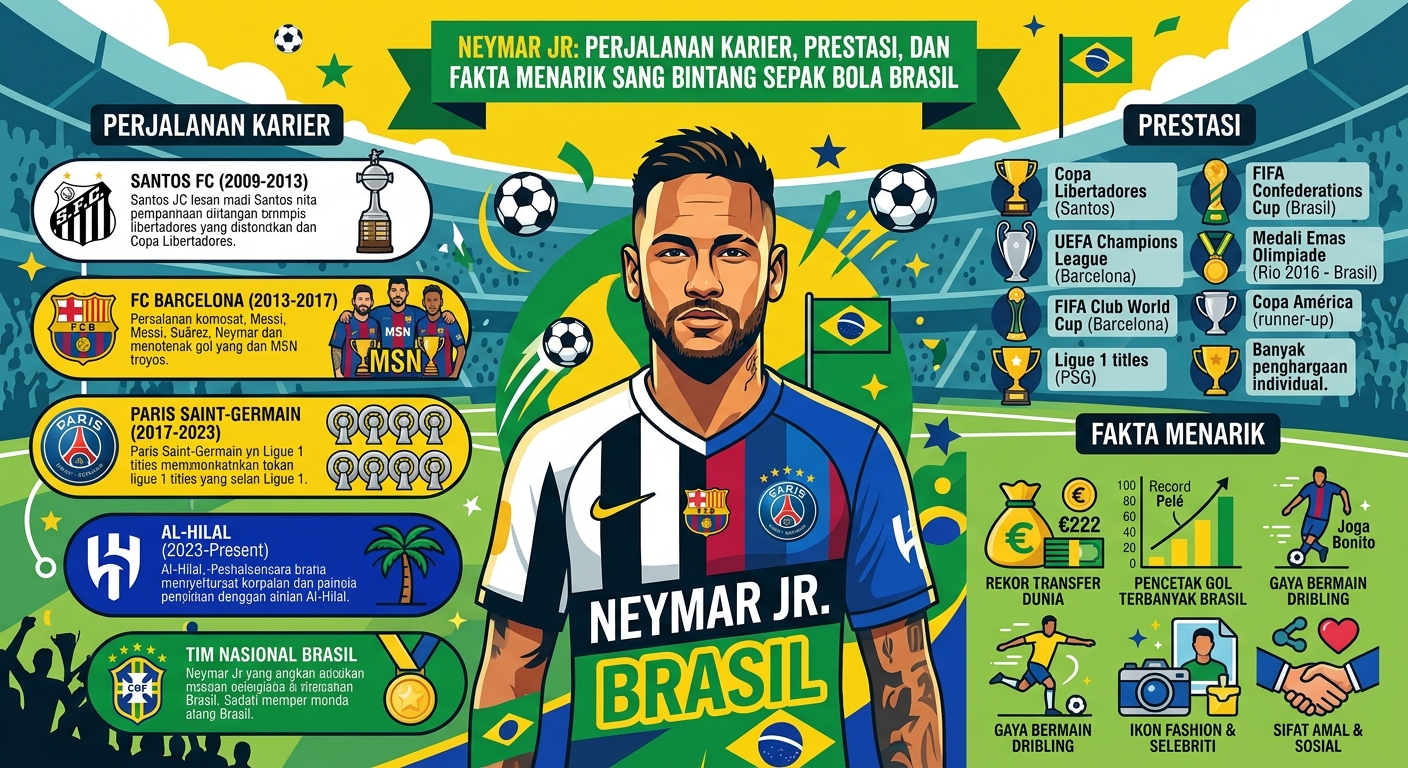 Neymar Jr: Perjalanan Karier, Prestasi, dan Fakta Menarik Sang Bintang Sepak Bola Brasil