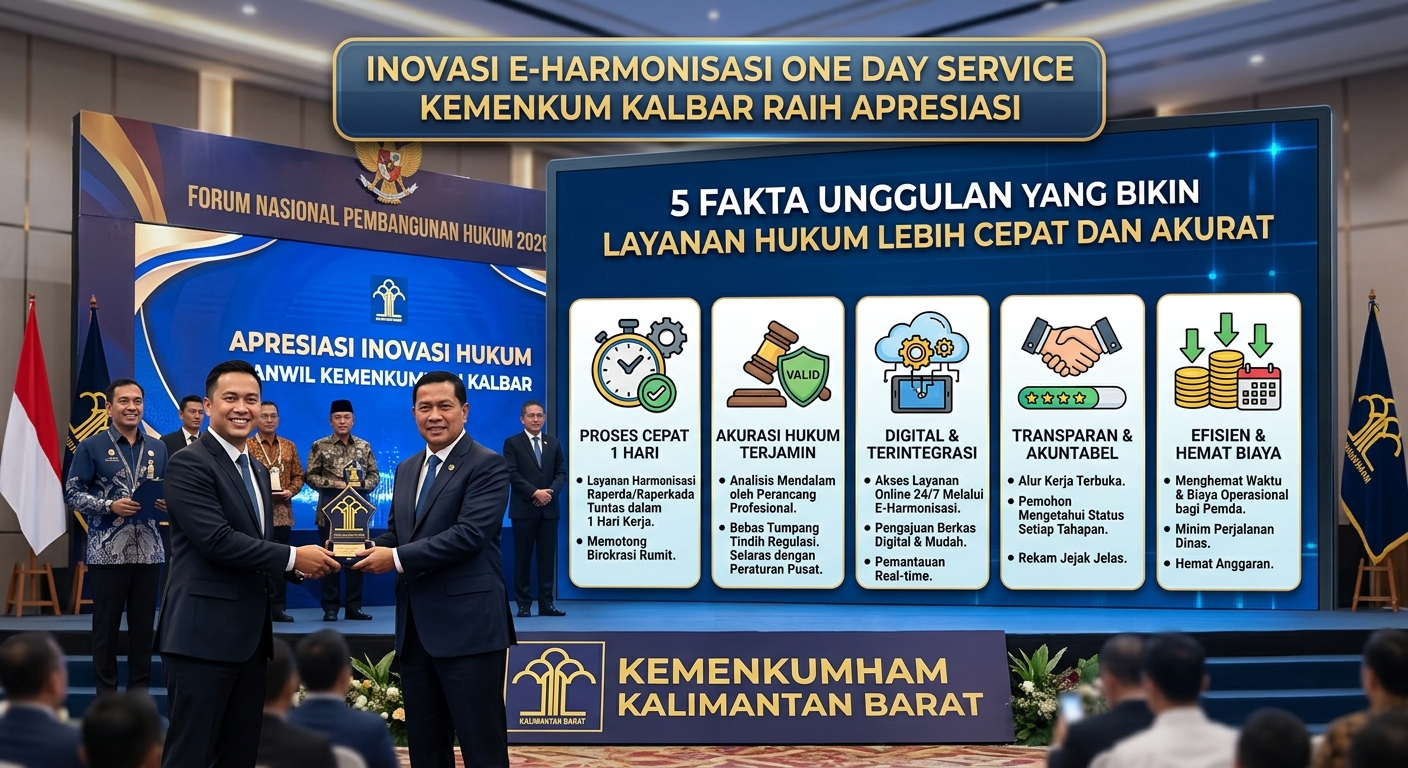 Inovasi E-Harmonisasi One Day Service Kemenkum Kalbar Raih Apresiasi: 5 Fakta Unggulan yang Bikin Layanan Hukum Lebih Cepat dan Akurat