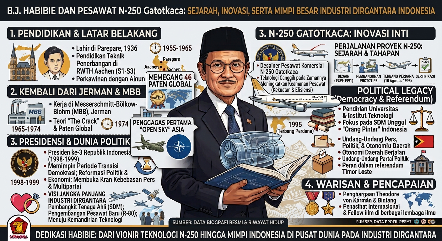 B.J. Habibie dan Pesawat N-250: Sejarah, Inovasi, serta Mimpi Besar Industri Dirgantara Indonesia