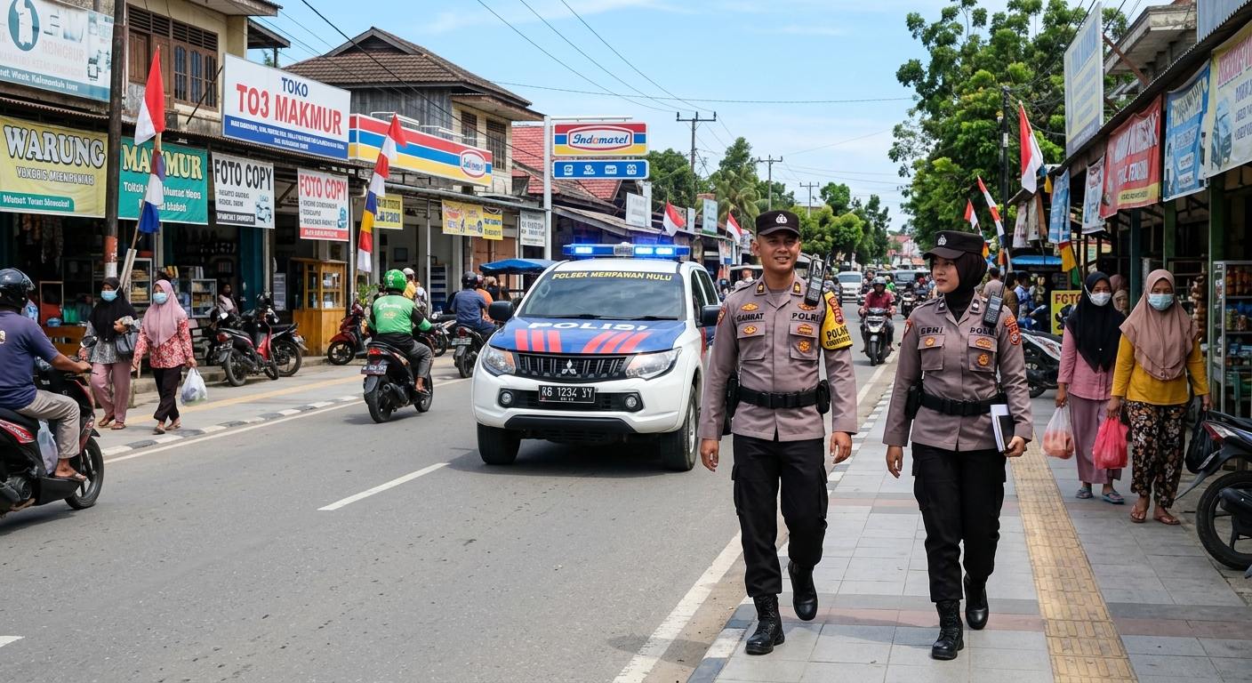 Patroli Siang Hari Polsek Mempawah Hulu Tingkatkan Ketegangan, Upaya Cegah Gangguan Kamtibmas Membuat Warga Resah namun Tetap Tenang