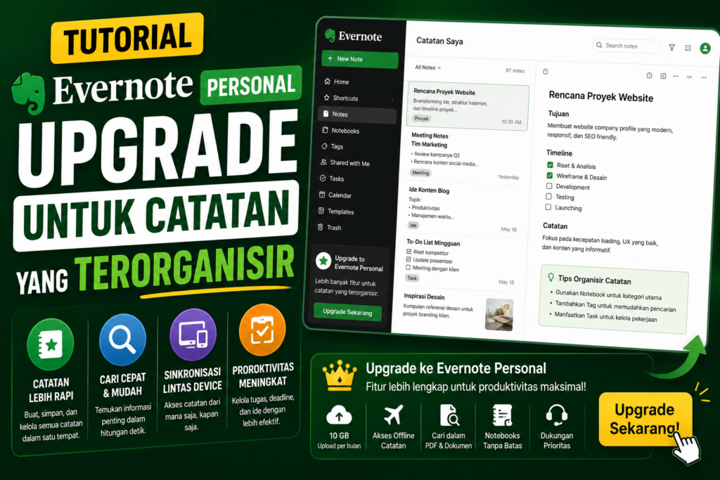 Tutorial Upgrade Evernote Personal untuk Catatan yang Terorganisir.