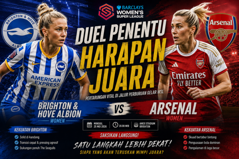 Duel Penentu Harapan Juara: Brighton & Hove Albion Jamu Arsenal Women di Lanjutan WSL