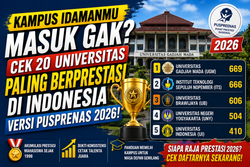 Kampus Idamanmu Masuk Gak? Cek 20 Universitas Paling Berprestasi di Indonesia Versi Puspresnas 2026!