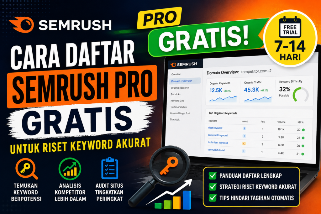 Cara Daftar Akun SEMrush Pro Gratis untuk Riset Keyword Akurat