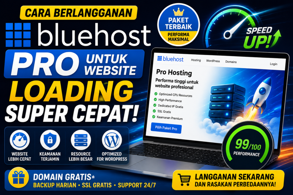 Cara Berlangganan Bluehost Pro untuk Website Loading Super Cepat