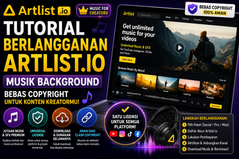 Tutorial Berlangganan Artlist.io untuk Musik Background Bebas Copyright